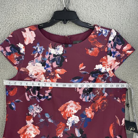 Adrianna Papell Dress Womens 14 Purple Colorful Floral Lined Party Office - Picture 3 of 12